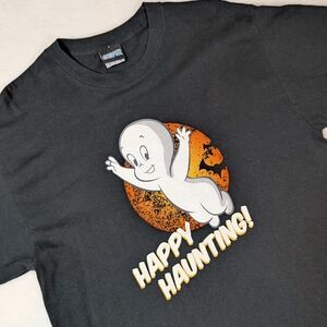 Black Graphic Tee with Ghost Design